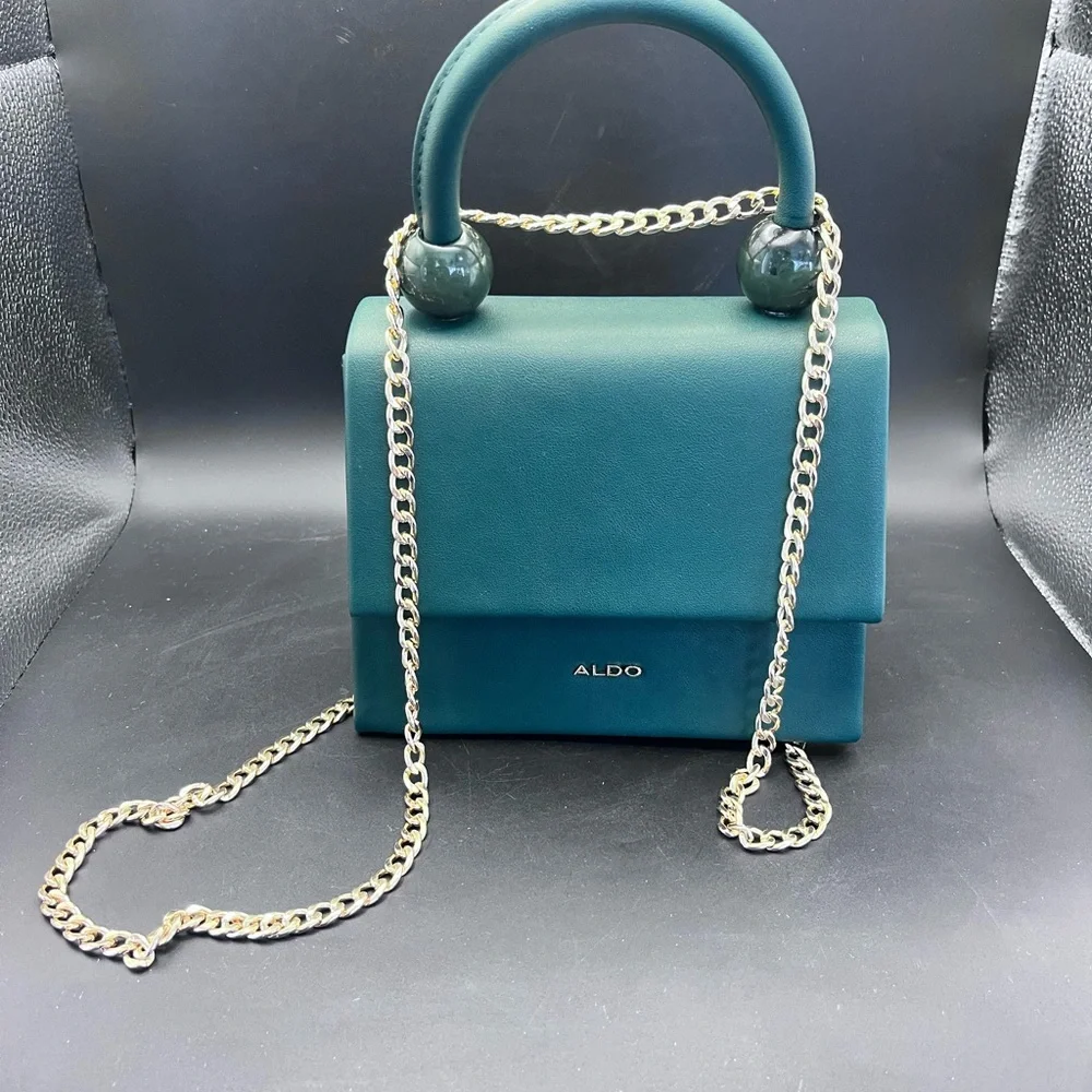 Aldo Teal Mini Bag with Gold Chain - Picture 8 of 9